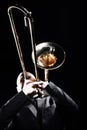 Trombone player. Trombonist playing jazz musician Royalty Free Stock Photo