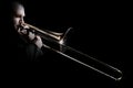 Trombone player. Trombonist playing jazz musician Royalty Free Stock Photo