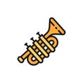 Trombone, trumpet, tuba flat color line icon. Royalty Free Stock Photo