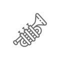 Trombone, trumpet, tuba line icon.