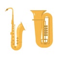 Trombone tuba trumpet classical sound vector illustration.