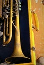 Trompete or trumpet. An old rare brass musical instrument of the alto-soprano register Royalty Free Stock Photo