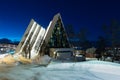 Tromso Arctic Cathedral Church in Norway at dusk twilight Amazing Norway nature seascape popular tourist attraction.