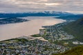 Tromso as seen from Mount Storsteinen, Norway. Royalty Free Stock Photo