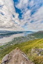 Tromso as seen from Mount Storsteinen, Norway. Royalty Free Stock Photo