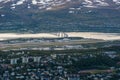 Tromso as seen from Mount Storsteinen, Norway. Royalty Free Stock Photo