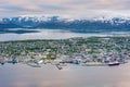 Tromso as seen from Mount Storsteinen, Norway. Royalty Free Stock Photo