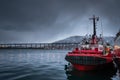 Tromso Bridge across Tromsoysundet strait and Tromso harbour