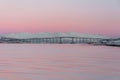 Tromso bridge with pink sky Royalty Free Stock Photo