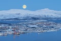 Tromso At Full Moon In Winter Time, Norway Royalty Free Stock Photo