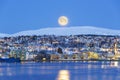Tromso At Full Moon In Winter Time, Christmas in Tromso, Norway Royalty Free Stock Photo