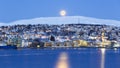 Tromso At Full Moon In Winter Time, Norway Royalty Free Stock Photo