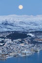 Tromso At Full Moon In Winter Time, Norway Royalty Free Stock Photo