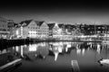 Tromso night black and white city background Royalty Free Stock Photo