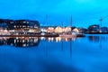 Tromso night pier postcard background Royalty Free Stock Photo