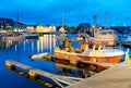 Tromso night quay postcard background Royalty Free Stock Photo