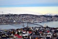 Tromso town panorama with beautiful bridge Royalty Free Stock Photo