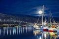 Tromso Under Full Moon At Polar Night, Norway, Tromso At Winter Time Royalty Free Stock Photo