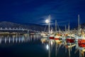 Tromso Under Full Moon At Polar Night, Norway, Tromso At Winter Time Royalty Free Stock Photo