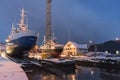 TromsÃÂ¸ shipyard wintertime Royalty Free Stock Photo