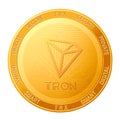 TRON coin isolated on white background; TRON TRX cryptocurrency