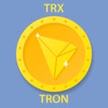 Tron cryptocurrency blockchain icon. Virtual electronic, internet money or cryptocoin symbol, logo