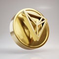 Tron cryptocurrency coin. Gold 3d rendered coin isolated on white background