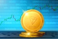 Tron cryptocurrency; Tron TRX golden coin Royalty Free Stock Photo