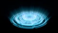Tron Hologram Portal Vortex Spin on the Ground Blue with Vertical Light Rays