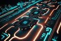 Tron movie background, inspired, landscape, futuristic, generative ai