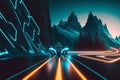 Tron movie background, inspired, landscape, futuristic, generative ai