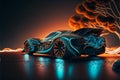 Tron movie car inspired, background, futuristic, generative ai