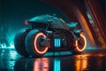 Tron movie motorcycle inspired, background, futuristic, generative ai