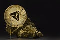 Tron in ore Cryptocurrency , Mining golden coin , Stone ore mine , future money