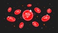 TRON TRX coins falling from the sky. TRX cryptocurrency concept banner background