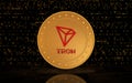 Tron TRX cryptocurrency symbol golden coin illustration