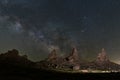 Trona Pinnacles in California against the starry night sky Royalty Free Stock Photo