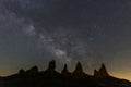 Trona Pinnacles in California against the starry night sky Royalty Free Stock Photo