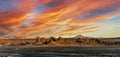 Trona pinnacles in the California Mojave desert at sunset Royalty Free Stock Photo