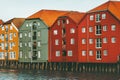 Trondheim city in Norway colorful houses on water cityscape scandinavian traditional Royalty Free Stock Photo