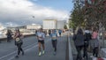 Trondheim Marathon Runners Passing Cruise Ship Terminal