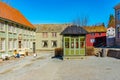 TRONDHEIM, NORWAY, APRIL 17, 2019: Typical norwegian architecture in the urban section of the Trondelag folk museum in Trondheim,