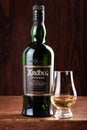 Trondheim, Norway - May 20 2020: Ardbeg Corryvreckan single malt scotch whisky bottle and glass