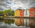 Trondheim Old Bridge and Dockside Warehouses Royalty Free Stock Photo