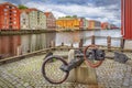 Trondheim River Nidelva Dockside Warehouses and Anchors Landscape Royalty Free Stock Photo