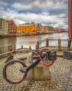 Trondheim River Nidelva Dockside Warehouses and Anchors Portrait Royalty Free Stock Photo