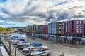 Trondheim River Nidelva Dockside Warehouses and Boats