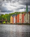 Trondheim River Nidelva Dockside Warehouses and Old Town Bridge