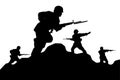 A troop of soldiers in action silhouette vector Royalty Free Stock Photo