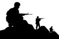 A troop of soldiers in action silhouette vector Royalty Free Stock Photo